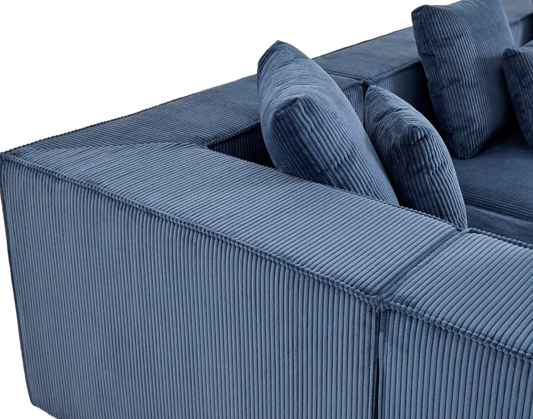 Canapé modulable panoramique 7 places en velours côtelé Colombine