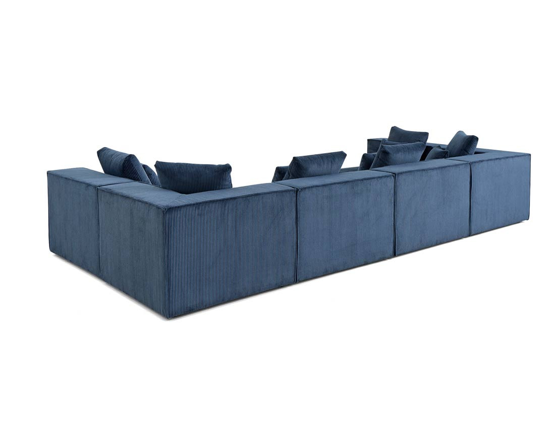 Canapé modulable panoramique 7 places en velours côtelé Colombine