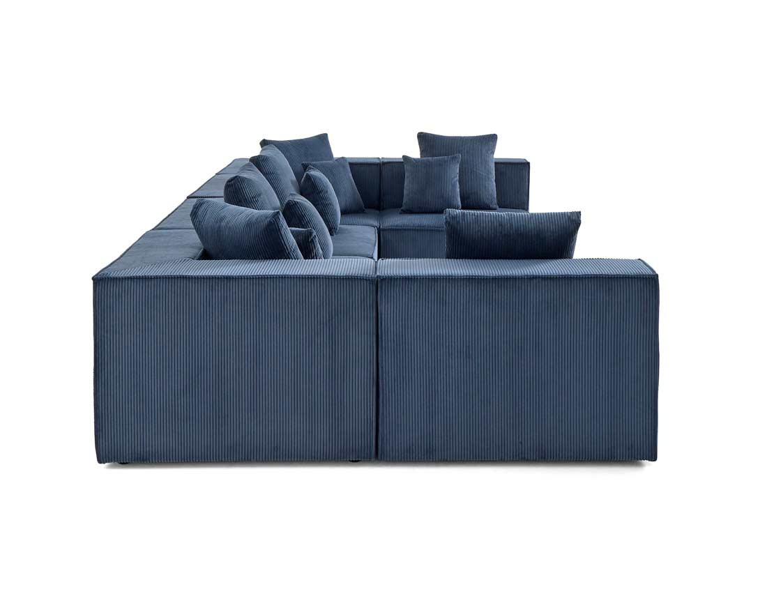 Canapé modulable panoramique 7 places en velours côtelé Colombine
