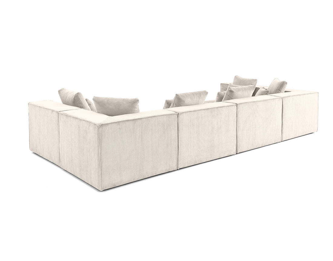 Canapé modulable panoramique 7 places en velours côtelé Colombine