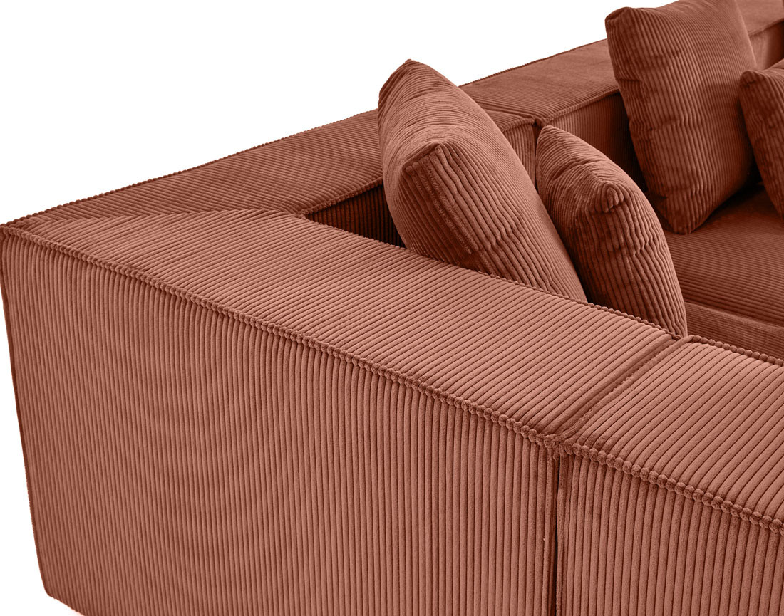 Canapé modulable panoramique 7 places en velours côtelé Colombine