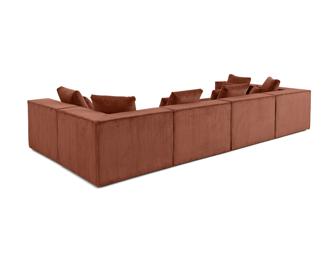 Canapé modulable panoramique 7 places en velours côtelé Colombine
