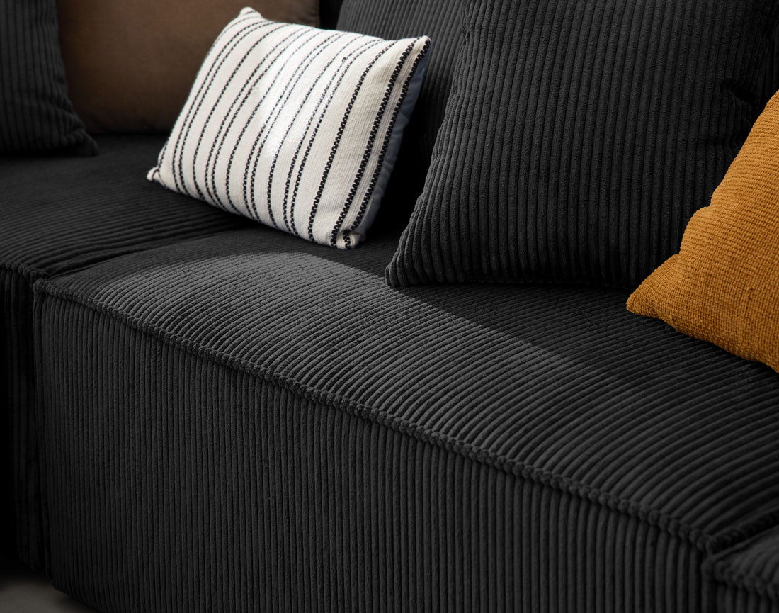 Canapé modulable panoramique 7 places en velours côtelé Colombine Canapé modulable panoramique 7 places en velours côtelé Colombine