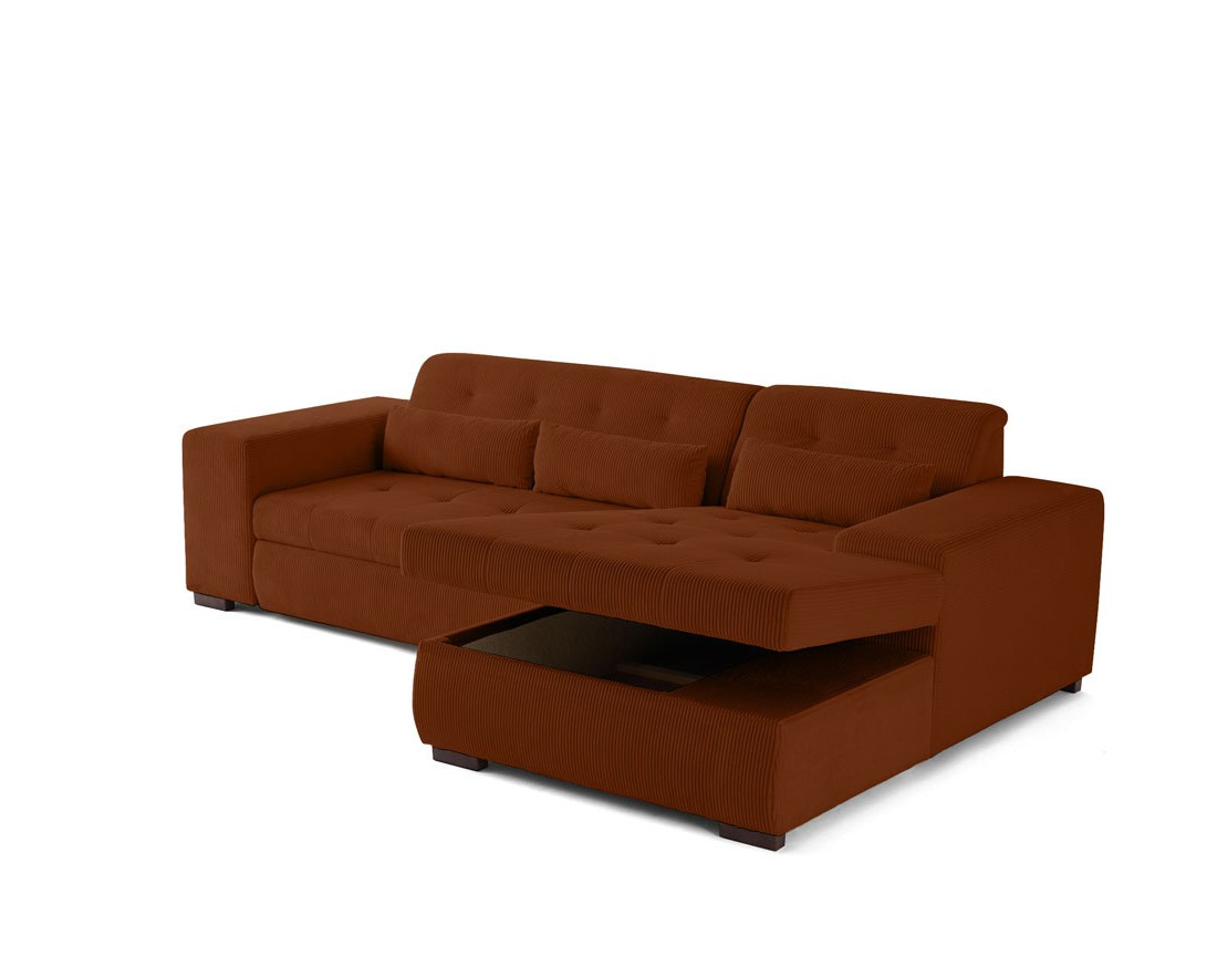 Canapé d'angle convertible Vermont 4 places avec coffre - angle droit