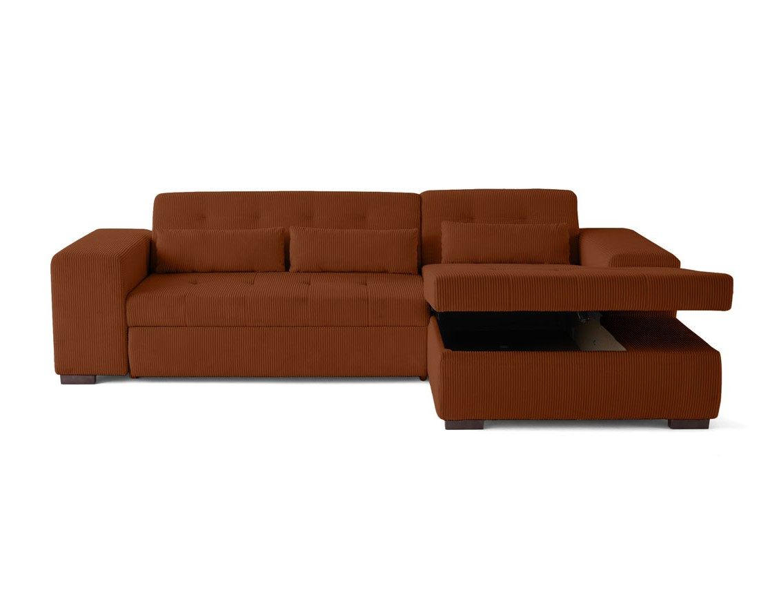 Canapé d'angle convertible Vermont 4 places avec coffre - angle droit