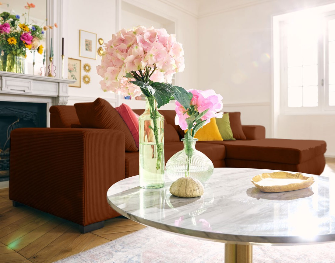 Canapé d'angle convertible Vermont 4 places avec coffre - angle droit