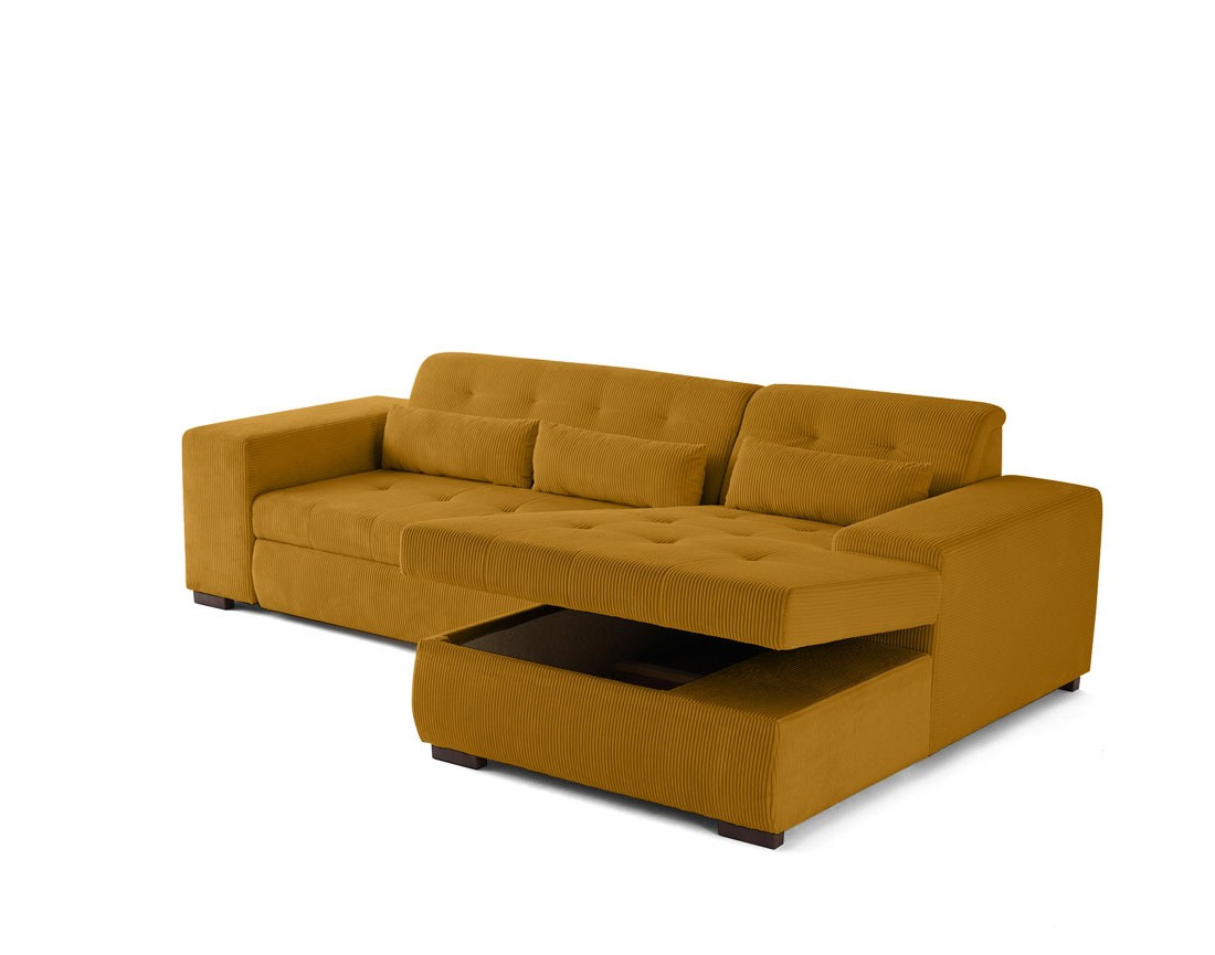 Canapé d'angle convertible Vermont 4 places avec coffre - angle droit