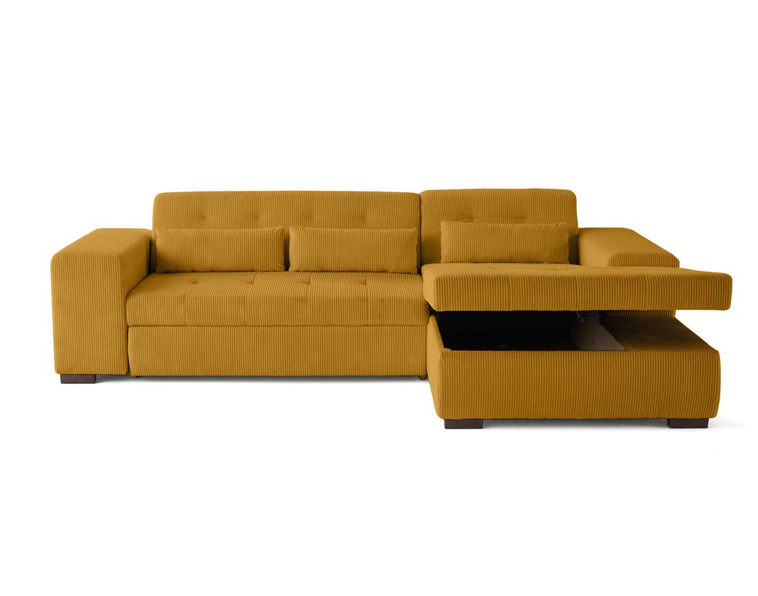 Canapé d'angle convertible Vermont 4 places avec coffre - angle droit