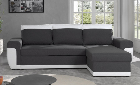 Milan - Canapé d'angle réversible - 4 places - Convertible avec coffre - En simili et tissu Milan - Canapé d'angle réversible - 4 places - Convertible avec coffre - En simili et tissu