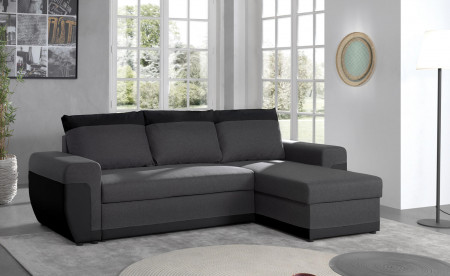 Milan - Canapé d'angle réversible - 4 places - Convertible avec coffre - En simili et tissu Milan - Canapé d'angle réversible - 4 places - Convertible avec coffre - En simili et tissu