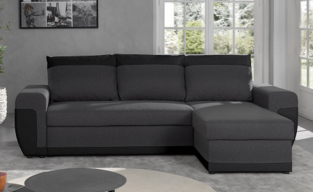 Milan - Canapé d'angle réversible - 4 places - Convertible avec coffre - En simili et tissu Milan - Canapé d'angle réversible - 4 places - Convertible avec coffre - En simili et tissu
