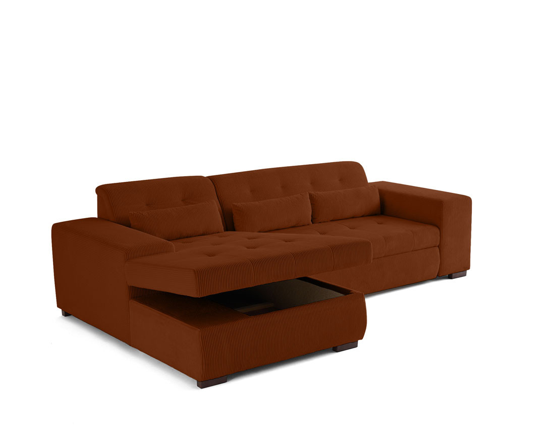 Canapé d'angle convertible Vermont 4 places avec coffre - angle gauche