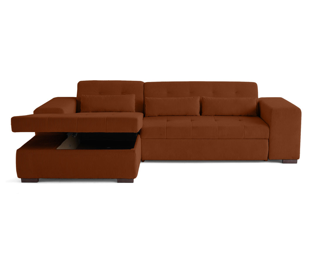 Canapé d'angle convertible Vermont 4 places avec coffre - angle gauche