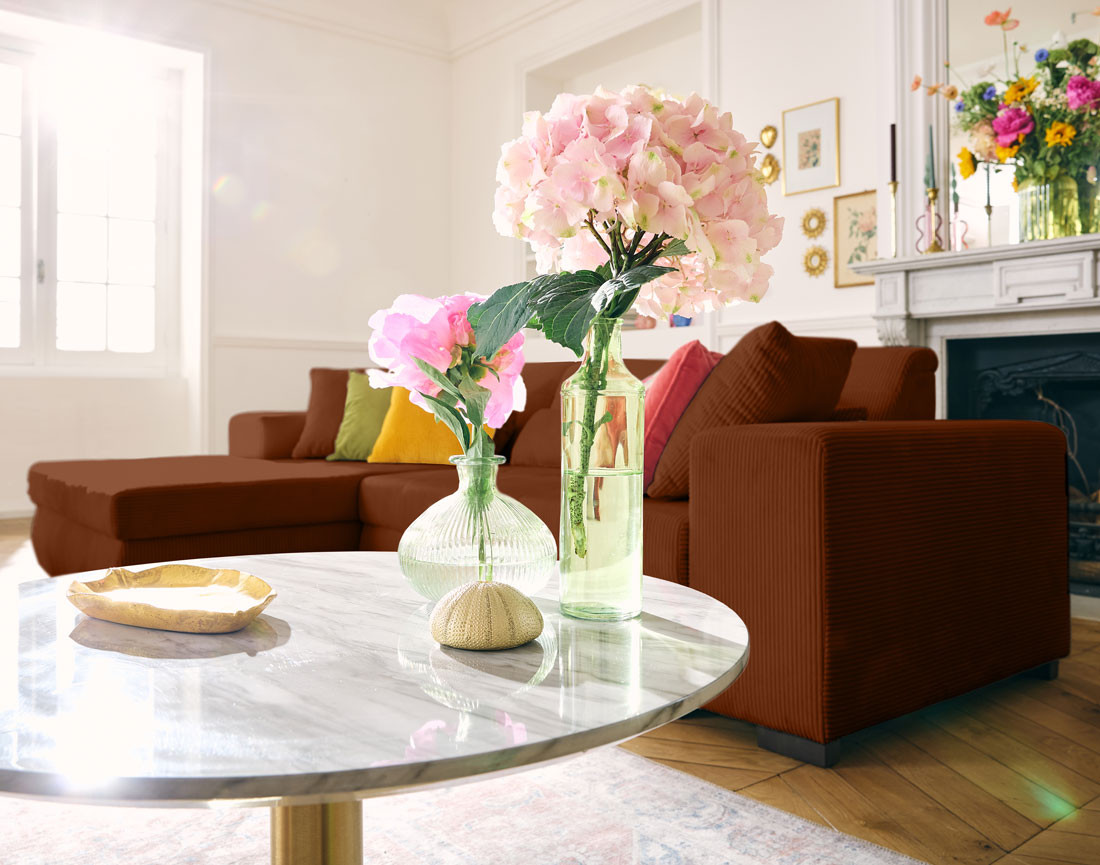 Canapé d'angle convertible Vermont 4 places avec coffre - angle gauche