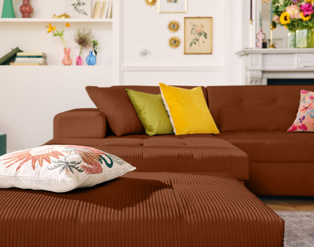 Canapé d'angle convertible Vermont 4 places avec coffre - angle gauche