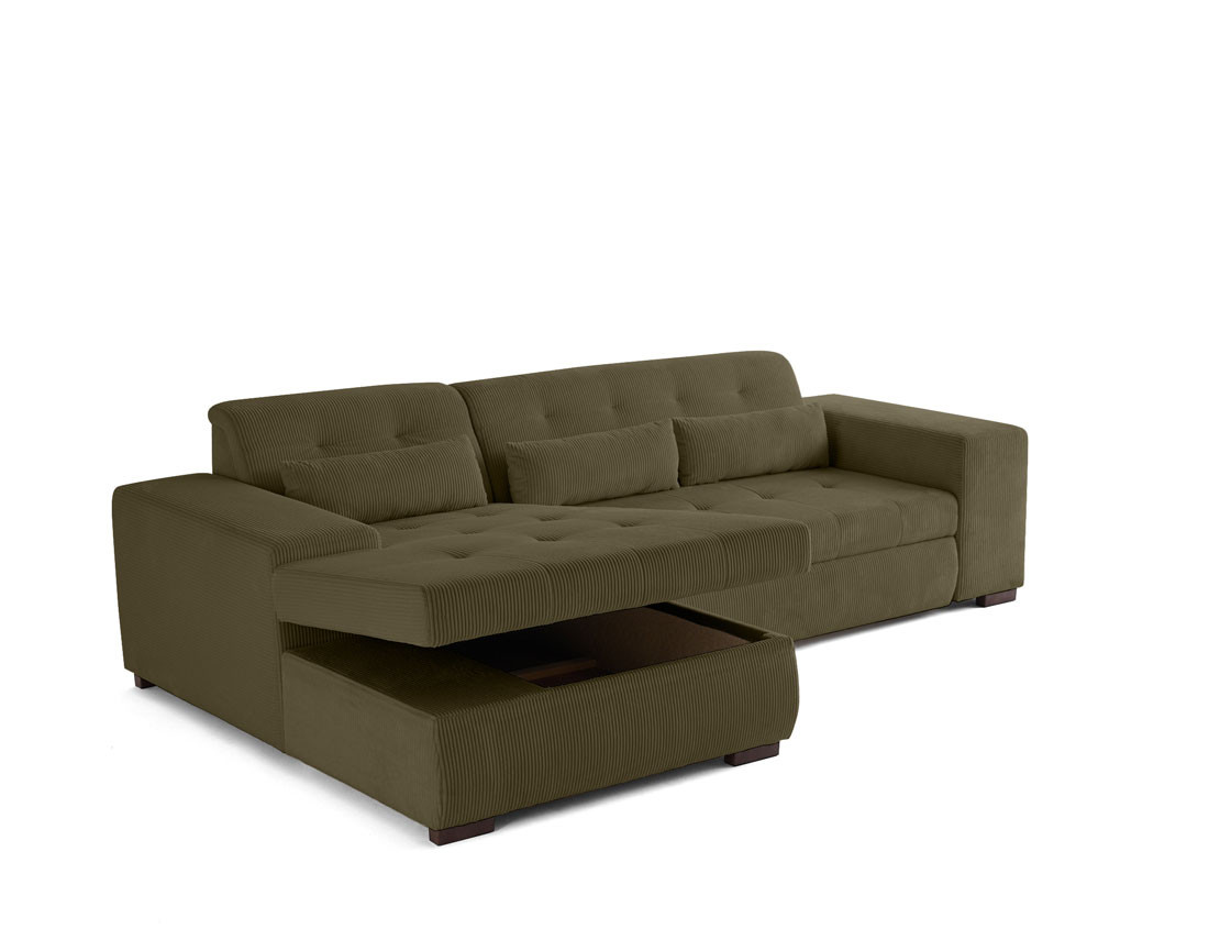 Canapé d'angle convertible Vermont 4 places avec coffre - angle gauche