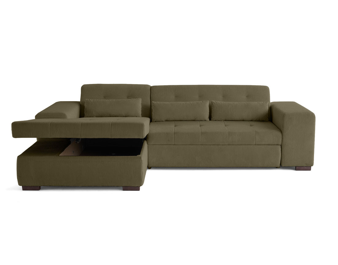 Canapé d'angle convertible Vermont 4 places avec coffre - angle gauche