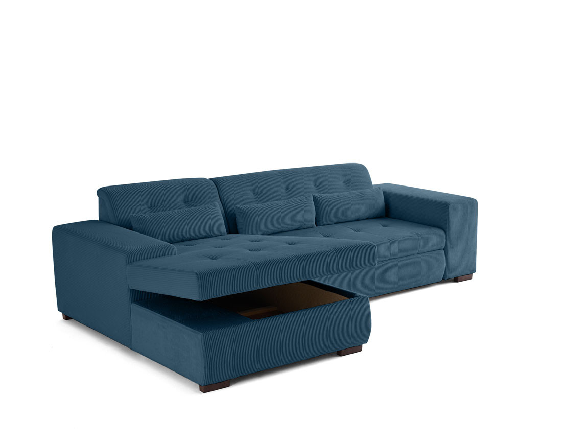 Canapé d'angle convertible Vermont 4 places avec coffre - angle gauche