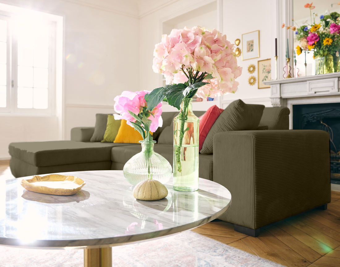 Canapé d'angle convertible Vermont 4 places avec coffre - angle gauche