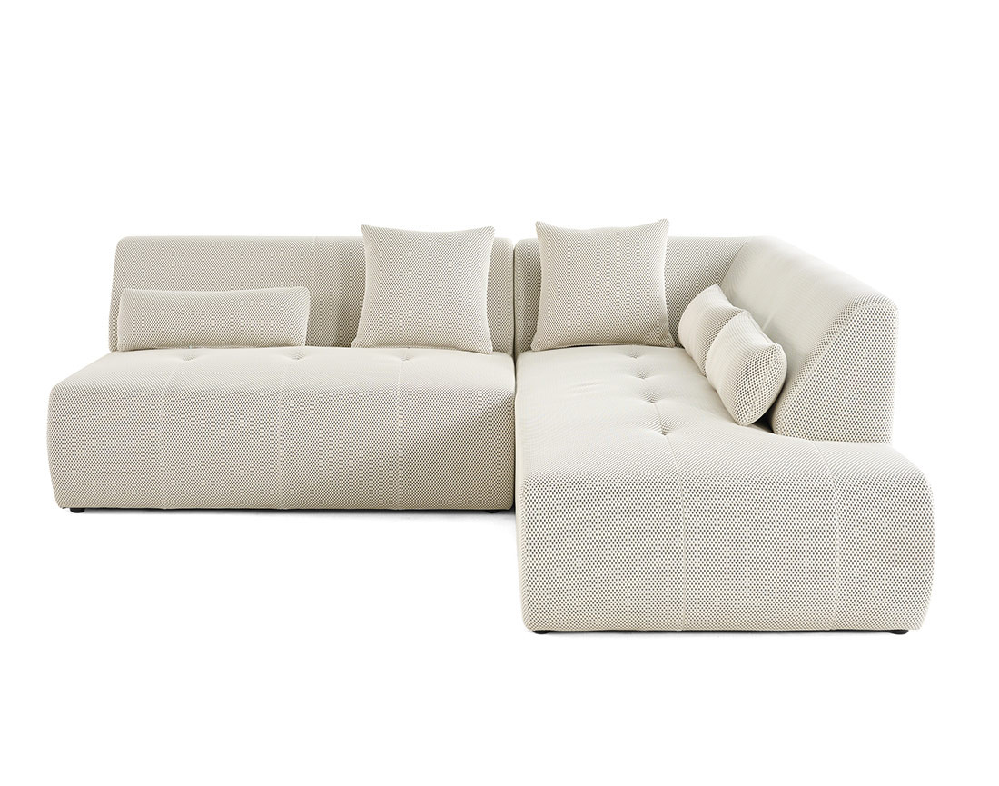 Canapé modulable d'angle droit 5 places en tissu mailles 3D Onyx Canapé modulable d'angle droit 5 places en tissu mailles 3D Onyx