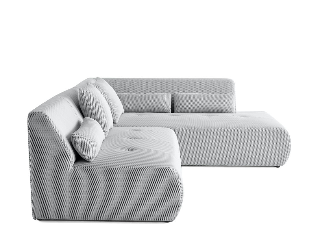 Canapé modulable d'angle droit 5 places en tissu mailles 3D Onyx Canapé modulable d'angle droit 5 places en tissu mailles 3D Onyx