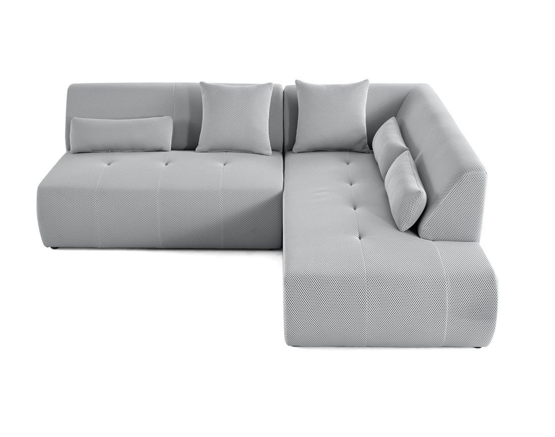 Canapé modulable d'angle droit 5 places en tissu mailles 3D Onyx Canapé modulable d'angle droit 5 places en tissu mailles 3D Onyx