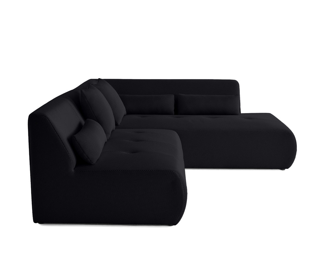 Canapé modulable d'angle droit 5 places en tissu mailles 3D Onyx Canapé modulable d'angle droit 5 places en tissu mailles 3D Onyx