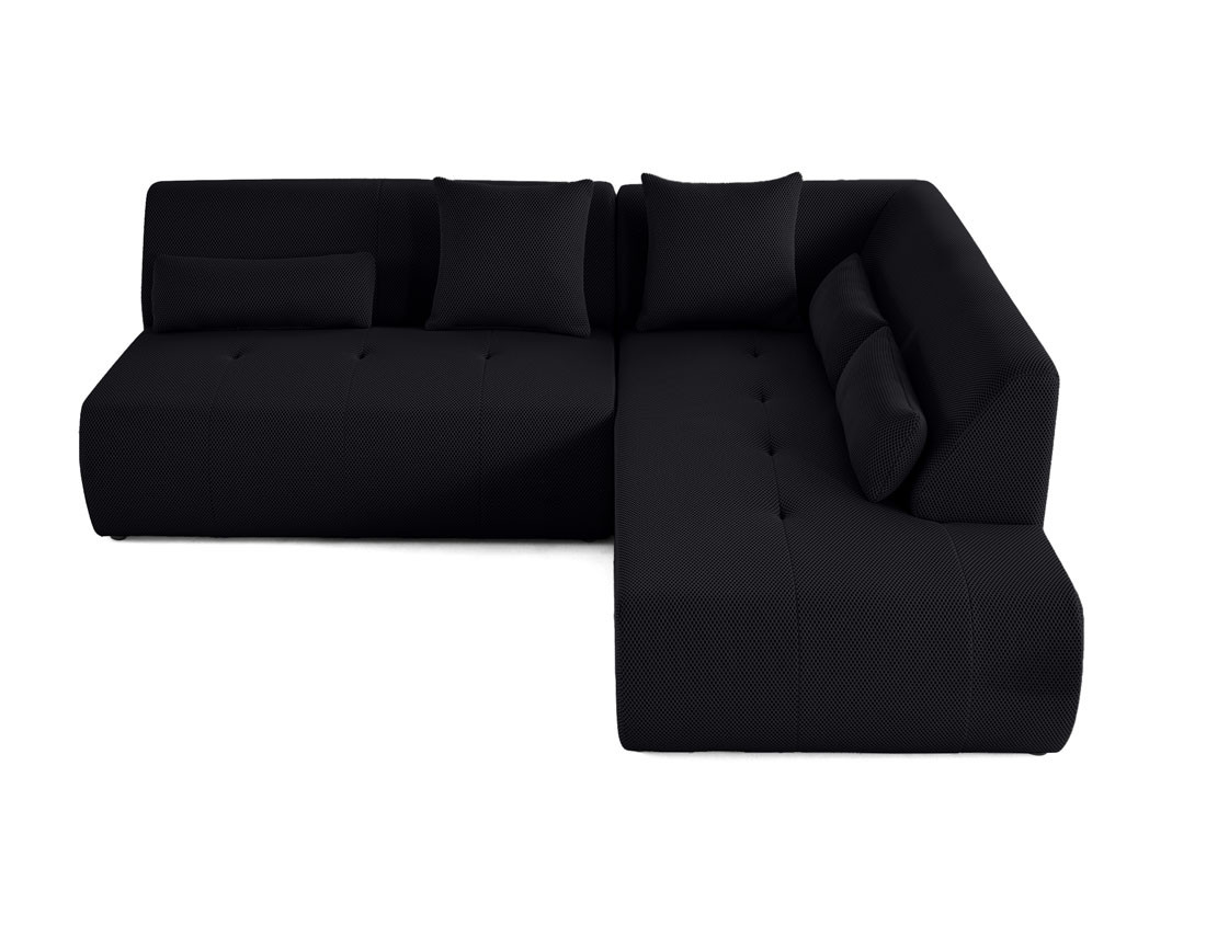 Canapé modulable d'angle droit 5 places en tissu mailles 3D Onyx Canapé modulable d'angle droit 5 places en tissu mailles 3D Onyx