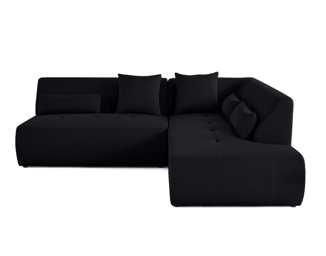 Canapé modulable d'angle droit 5 places en tissu mailles 3D Onyx Canapé modulable d'angle droit 5 places en tissu mailles 3D Onyx