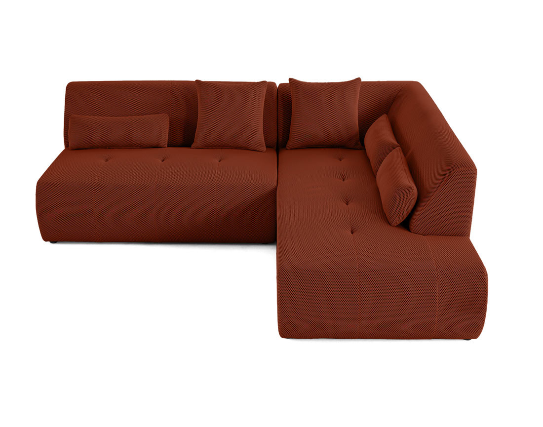 Canapé modulable d'angle droit 5 places en tissu mailles 3D Onyx