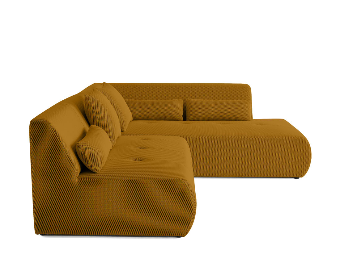 Canapé modulable d'angle droit 5 places en tissu mailles 3D Onyx