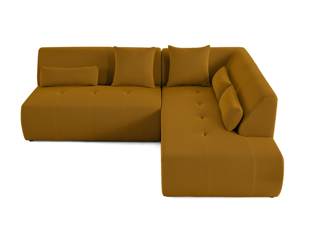 Canapé modulable d'angle droit 5 places en tissu mailles 3D Onyx