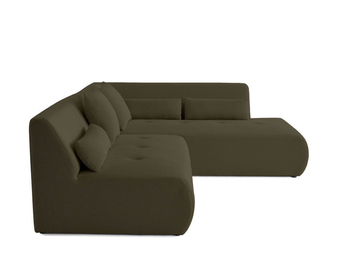 Canapé modulable d'angle droit 5 places en tissu mailles 3D Onyx