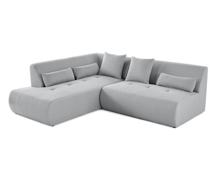 Canapé modulable d'angle gauche 5 places en tissu mailles 3D Onyx