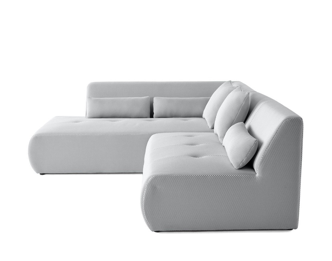 Canapé modulable d'angle gauche 5 places en tissu mailles 3D Onyx Canapé modulable d'angle gauche 5 places en tissu mailles 3D Onyx