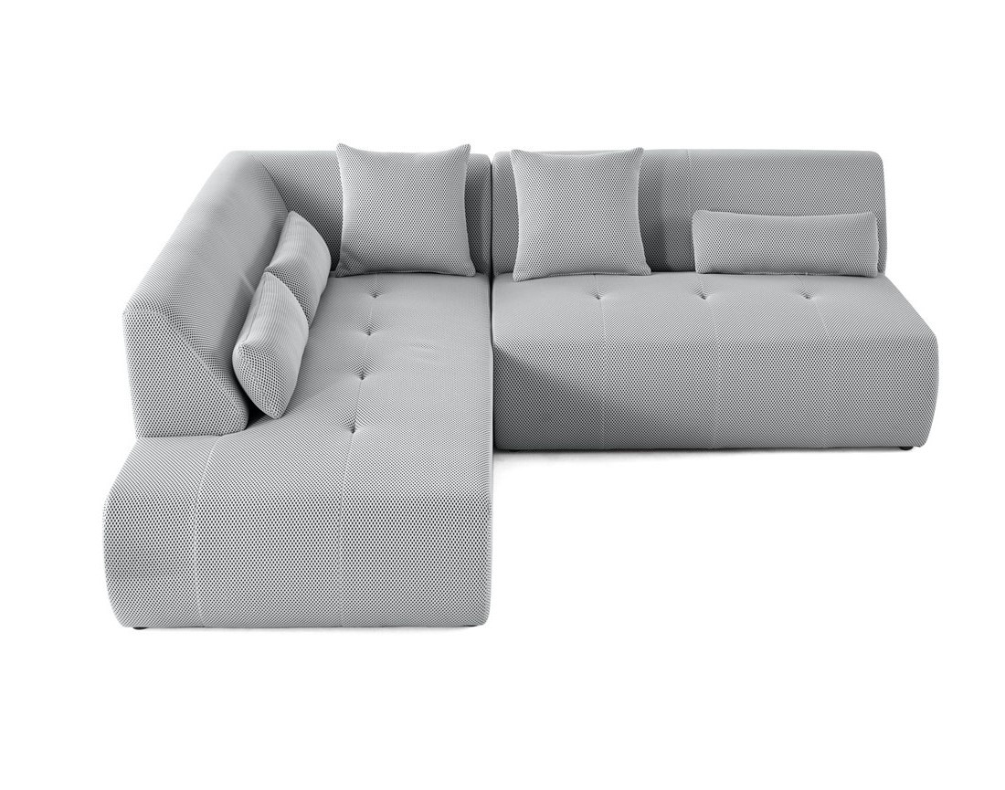 Canapé modulable d'angle gauche 5 places en tissu mailles 3D Onyx Canapé modulable d'angle gauche 5 places en tissu mailles 3D Onyx