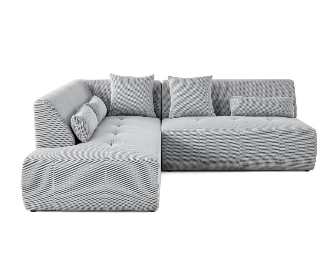Canapé modulable d'angle gauche 5 places en tissu mailles 3D Onyx Canapé modulable d'angle gauche 5 places en tissu mailles 3D Onyx