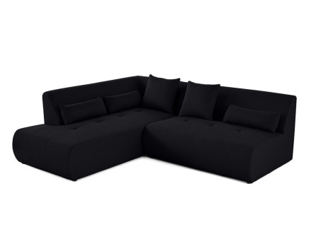 Canapé modulable d'angle gauche 5 places en tissu mailles 3D Onyx