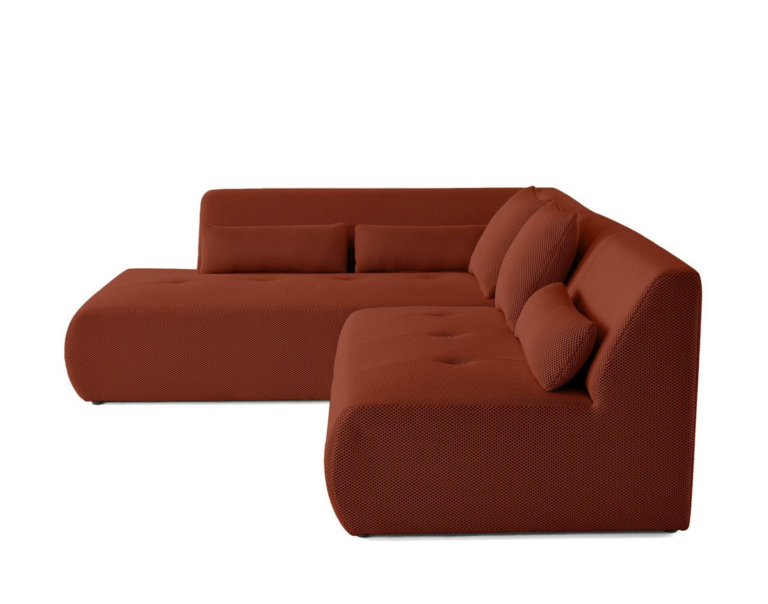 Canapé modulable d'angle gauche 5 places en tissu mailles 3D Onyx