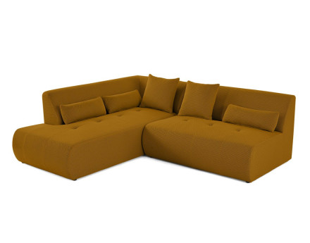 Canapé modulable d'angle gauche 5 places en tissu mailles 3D Onyx