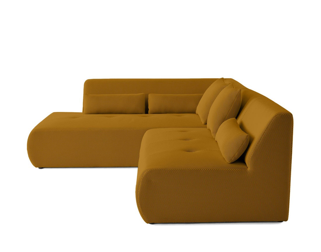 Canapé modulable d'angle gauche 5 places en tissu mailles 3D Onyx