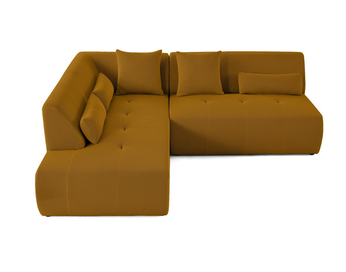 Canapé modulable d'angle gauche 5 places en tissu mailles 3D Onyx