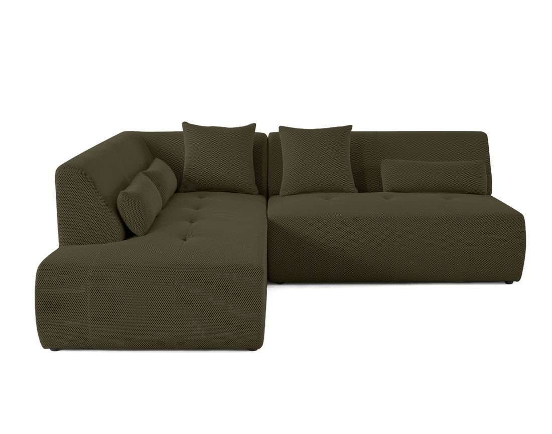 Canapé modulable d'angle gauche 5 places en tissu mailles 3D Onyx