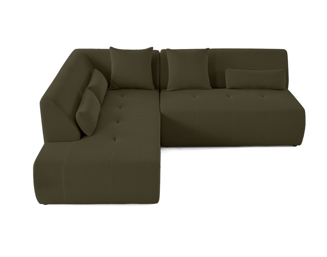 Canapé modulable d'angle gauche 5 places en tissu mailles 3D Onyx