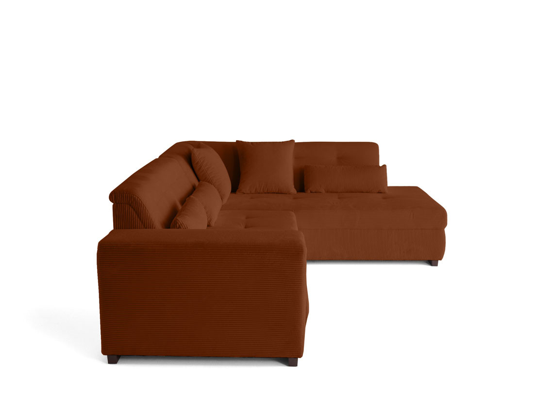 Canapé d'angle droit 5 places convertible en velours côtelé Vermont