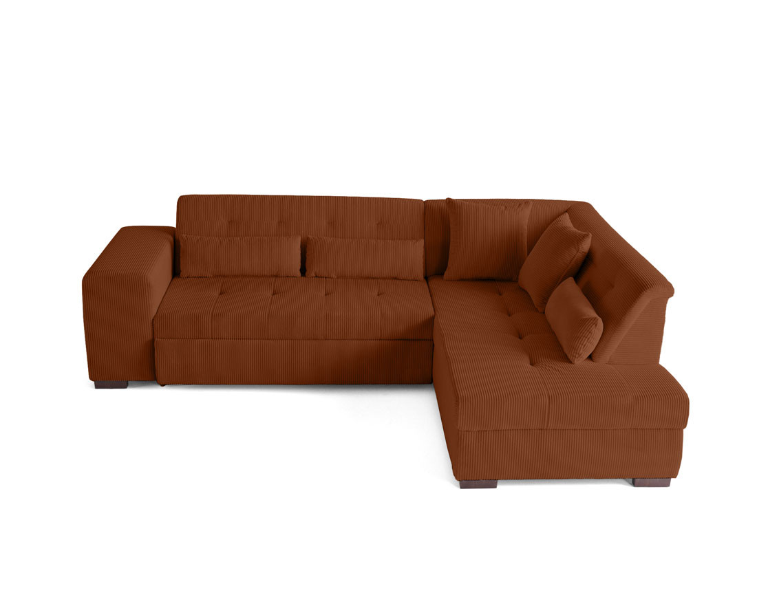 Canapé d'angle droit 5 places convertible en velours côtelé Vermont