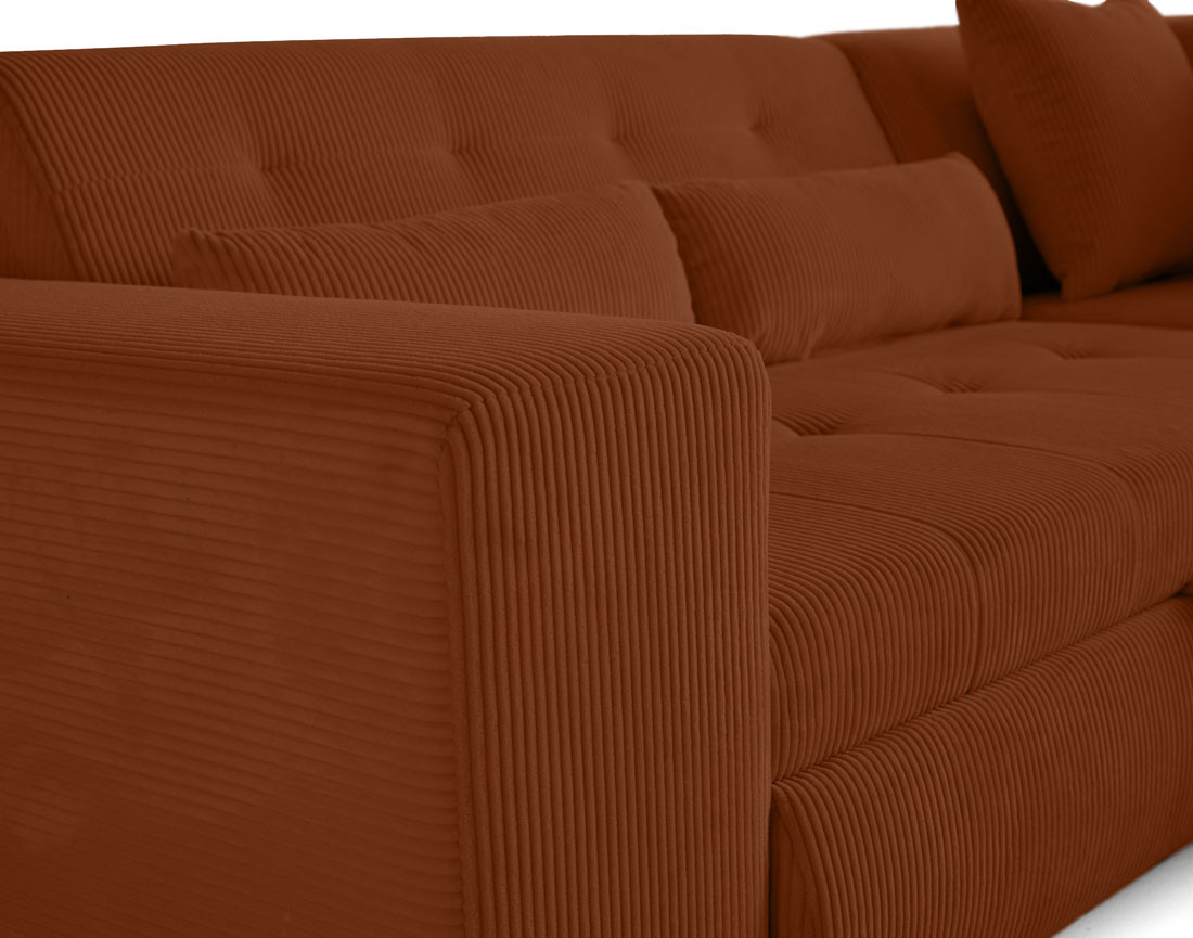 Canapé d'angle droit 5 places convertible en velours côtelé Vermont