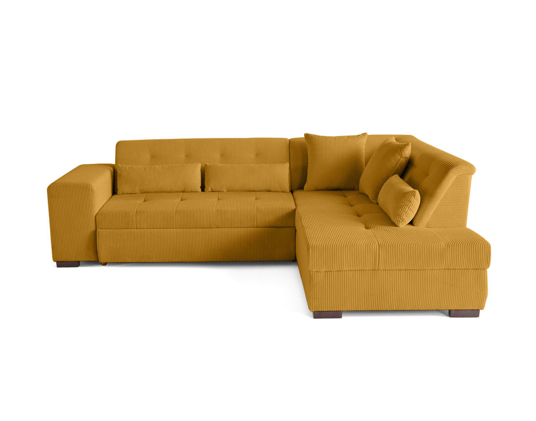 Canapé d'angle droit 5 places convertible en velours côtelé Vermont