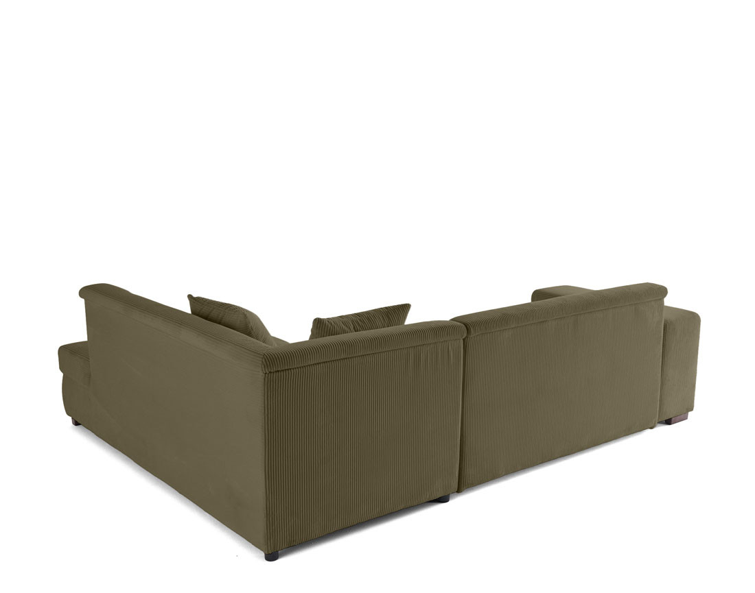 Canapé d'angle droit 5 places convertible en velours côtelé Vermont