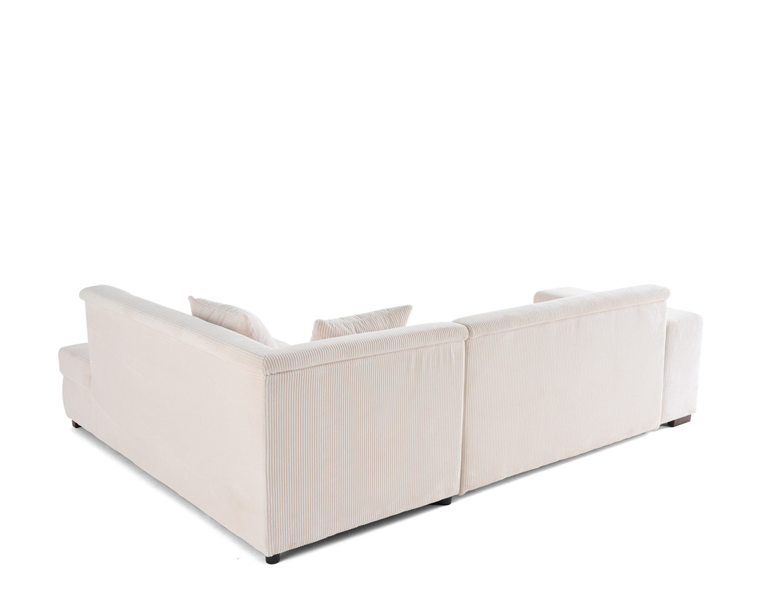 Canapé d'angle droit 5 places convertible en velours côtelé Vermont